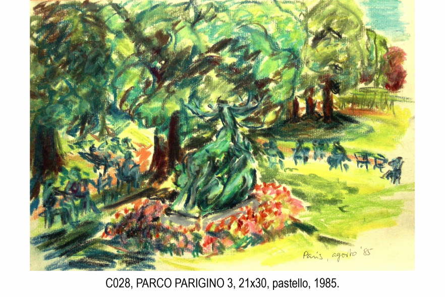 3410-45C028 PARISER PARK III  21x30 Pastell 1985